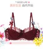 Aesthetic French Lace Minimizer Bra - Thin Strap Bralette Reduces Full Bust, Elegant Lift & Seamless Design MOYISU Sexy Panty BB