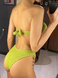Wrinkled Crinkled Knot Bandeau Bikini Women Swimwear Female Swimsuit Two-pieces Bikini Set Brazilian Bathing Suit Swim Beachwear