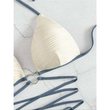 New Wrap Around Halter Wrinkled Bikini Women Swimwear Female Swimsuit Two-Pieces Bikini Set Bather Bathing Suit Swim Lady V4081