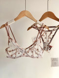 French Style Lace Underwear Set | Sexy Dotted Mesh Bra & Thong for Large Bust, Ultra Thin Slimming Anti Sag Lingerie MOYISU S-XL