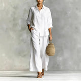 2026 spring and summer women's suit cotton and linen wide-leg pants suit