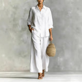 2026 spring and summer women's suit cotton and linen wide-leg pants suit