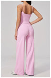 Yoga Suit Gym Fitness Set Hanging Neck Slim Sports Tank Top High Waist Wide Leg Pants Tracksuit Outdoor Running Athletic Wear