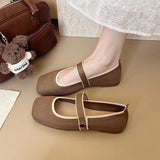 2026 New Mary Jane Shoes Woman Summer Autumn Leisure Flats Breathable Knitted Square Toe Female Daily Walking Driving Flat Shoes