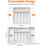 New Adjustable Cutlery Organizer - Upgraded Plastic Storage Tray with Dividers, Ideal for Organizing Spoons and Knife Drawers.