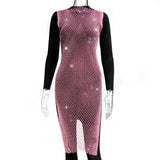 New Sexy Swimsuit Bikini Cover Up Beach Dress Women Mesh Slit Sparkling Crystal Diamond Cover Ups for Swimwear Women Pareo Plage