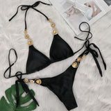 DEKA Sexy Halter Metal Chains Diamond Bikini Set Shiny Rhinestone Bikini Women Swimsuit Female Swimwear Bathing Suit Swim