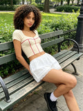 2026 Summer Women’s Lace Trim White Shorts Elastic Waist Casual Loose Lounge Shorts Wide Leg Short Pants