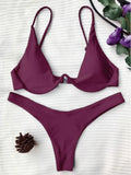 High Cut V-bar Underwired Bikini Women Swimsuit Female Micro Thong Swimwear Two-pieces Bikini Set Push Up Bathing Suit Swim Lady