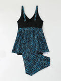 Strappy Printed Tankini 2026 Large Plus Size Swimsuit Women Beach Dress Swimwear Female Bathers Bathing Swimming Swim Suit 4XL