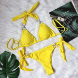 7 Colors New Sexy Bikini Set Swimwear Swimsuit Women Push Up Shiny Crystal Diamond Straps Bathing Suit Brasileno Banadores Mujer