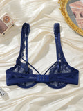 Women's Sexy Ultra-Thin Lace Bra No Steel Ring Gathered Adjustable Straps Easy Wash And Dry Floral Design Fun Bra MR3006