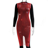 New Sexy Swimsuit Bikini Cover Up Beach Dress Women Mesh Slit Sparkling Crystal Diamond Cover Ups for Swimwear Women Pareo Plage