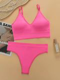 Ladies' Pink Underwire Triangle Cup Bra Seamless Underwear Triangle Underwear Set Z415