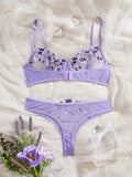 Womens Embroidered Bralette Lingerie And Panty Set Floral Design Soft Stretch Fabric Comfortable Everyday Underwear