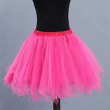 Women Skirt A-line Big Swing Multi-layered Candy Color High Elastic Waist Fluffy Gauze Dancing Performance Short Pleated Skirt