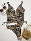New Leopard Tankini V Neck Bikini Female Swimsuit Women Swimwear Two-pieces Bikini set Brazilian Bather Bathing Suit Swim Lady