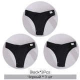3Pcs/Set Women Cotton Panties Sexy V Waist Briefs T-Back Brazilian Underpants Female M-XL Underwear Girls Breathable Intimates