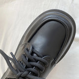 Retro Pu Leather Platform Oxford Shoes Women Japanese Style Thick Sole Black Student Shoes Woman Lace Up Thick Heel Pumps Female