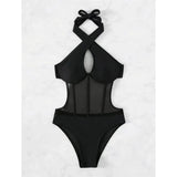 S - XL Underwired Cut Out Halter Women Swimwear One Piece Swimsuit Female Monokini High Cut Bather Bathing Suit Swim Lady V4418