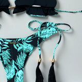 Sexy Triangle Chains Bikini Sets Micro Thongs Swimsuit Women Bathing Suit Biquini Bandage Beachwear Print Swimwear Thong Bikini