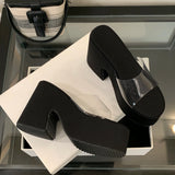 Summers Chunky Women Slippers Fashion Elegant PVC Transparent Platform Wedges Heel Slides Ladies Casual Outdoor Beach Sandalias