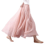 Maxi Skirt Double Layer Women Skirt A-Line Loose Fit Elastic Waist Solid Color Design Flowy Skirt Spring Summer Casual Wear