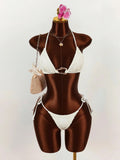 Sexy Metal Buckle Push Up Bikini Set 2026 Women Hollow Out Mesh Long Sleeve Cover Up 3 Piece Swimsuit Pool Bathing Suit Swimwear