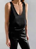 Light Luxury Comfortable Women U-neck Vest Top 2025 Spring and Summer Girls Breathable Soft Satin Lining Sleeveless Inside Top