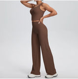 2PCS Yoga Set Women Tracksuit Nude Feeling Workout Sets Gym Clothes Push Up Fitness Running Sportswear Sport Straight tank suit