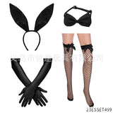 Easter Bunny Girl Cosplay 3-Piece Prop Set - Satin Headband Fluffy Rabbit Tail for Halloween Christmas