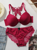 Women's sexy embroidered lace lingerie set for front gathered push ups back butterfly comfortable and close fitting bra set 2120