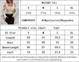 Phantasy New Y2k Tops Fashion Square Collar Slim Leg Sleeve Knitted Bubble Long Sleeve T-shirt Casual Style Vintage Clothing