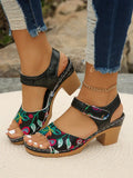 Women's Peep Toe Hihg Heel Sandals 2026 Gladiator Shoes Chunky Heel Platform Women's Sandals Flower Ladies Heeled Shoes