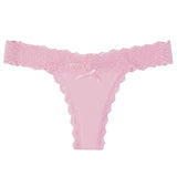 1pcs Low Waist Sexy Lace Elegant Lady Thongs Underwear Solid Breathable Sexy Lingerie Floral Female Panties Bow Women's G-string