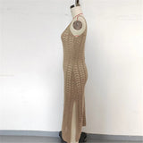 4 Color Hollow Out Sleeveless Crochet Knitted Tunic Beach Cover Up Cover-ups Beach Dress Beach Wear Beachwear Female Women K6783