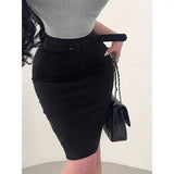 Korean Pure Desire Style Sexy OL High Waist Back Slit Mid Length Skirt Belt School Girl Uniform Fashion Women Mini Skirts UJR8