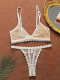 Beautiful thin bra Women's Lace Bralette & Thong Set No Wire Comfortable Underwear Sexy Lingerie for Women J2384