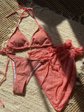 with Mesh Sarong Lace Halter High Cut Bikini Female Swimsuit Women Swimwear Three-pieces Bikini Set Bathing Suit Swim Beachwear