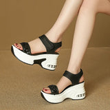 Sequin Chunky Wedges Sandals Women Plus Size 42 High Heel Platform Sandles Woman Comfy Thick Bottom Heighten Gladiator Sandalias
