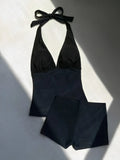 2026 Halter Solid One Piece Swimsuit Women Swimwear Female Bathers Bathing Swimming Suit Beachwear Summer
