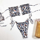 Sexy Pink Bandeau Frilled Bikini Swimsuit Female Swimwear Women Two-Pieces Bikini Set Bather Padded Bathing Suit Swim V1242B