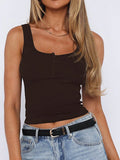 Phantasy Y2K Women's Tank Top Fashion Tees Basic Strapless U Neck Camisole Sexy Button Up Tanks 2026 New Summer Women Clothing