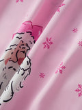 Women Satin Christmas Pajamas Sets Long Sleeve Santa Claus Print Tops with Elastic Waist Pants Two Pieces Sleepwear