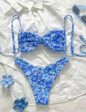 2026 Strappy Thong Bikini Women Printed Floral Swimwear Female Sexy Swimsuit Bathers Bathing Swimming Swim Suit Beachwear