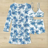 New Sexy 3 Pieces Suit for Women Neck Hanging Bikini Set+Cover-up Swimwear Sunproof Tankini High Waist Shorts Swimsuit Beachwear