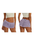 Solid Color Multi-Layer Mesh Short Pants Sweet Cute Bloomers Women Summer Ruffled Frilly Shorts