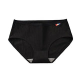1 Pack Women's Ribbed Cotton Panties Stretchy Mid Rise Underwear Sexy Lingerie Breathable Japanese Style Multicolor Briefs M-XL