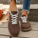 Plus Size 43 Leopard Print Flats Women Fashion Striped Lace Up Platform Sneakers Women Comfy Anti Slip Soft Sole Sport Shoes