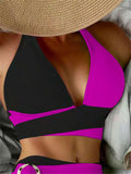 Sexy Halter Bikini 2026 Criss Cross Solid Swimsuit High Waist Swimwear Female Bathers Bathing Swimming Suit Padded Beachwear